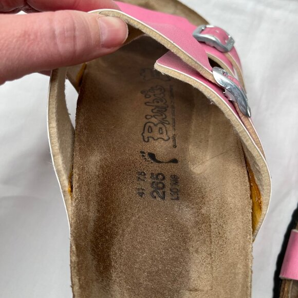Birkis by Birkenstock Pink Leather Footbed Sandals 41 EU 10 US Narrow - Picture 5 of 7